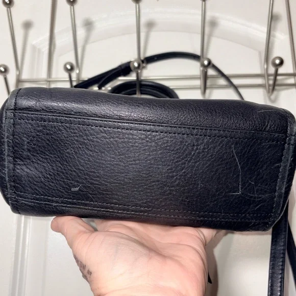 Coach Mini Riley Satchel Black Pebbled Leather Crossbody Bag 27923 - Picture 4 of 16